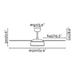22201 VULCANO O152CM BLANCO 3 PALAS LED 25W 3000K DIMABL