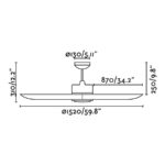 22203 TONIC O152CM DC MARRON 3 PALAS LED 15W 3000K