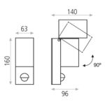 49864 Cala 162018 Aplique Gris oscuro LED 1x5.6W 3000K 610lm IP54 CL.I LED integrado Orientable Sensor de movimiento