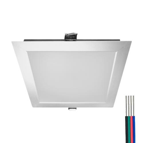 downlight led smd 25w plata rgb cuadrado