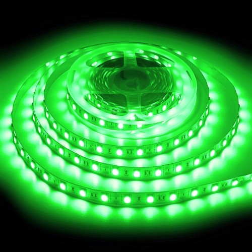 rollo 5mts tira led 12v 144w 60 ledsm smd5050 ip20 verde